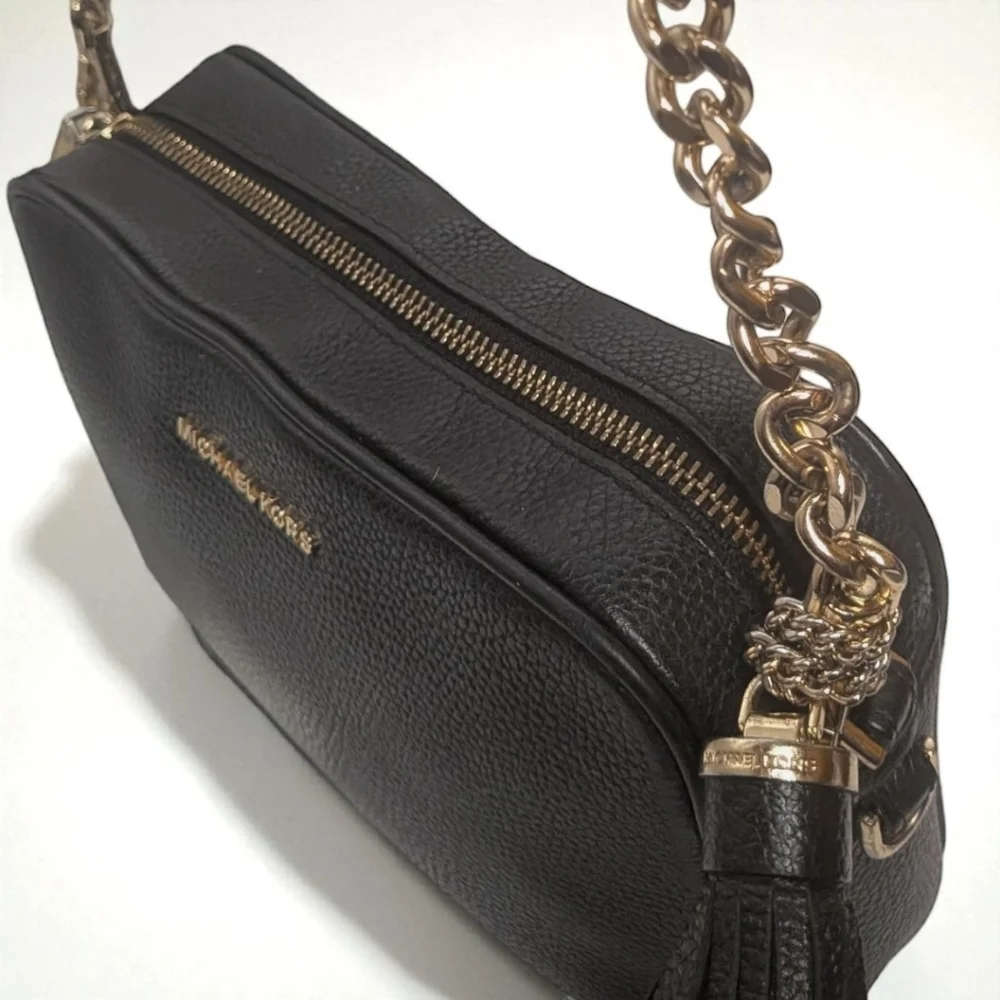 Michael Kors Ginny Crossbody Camera Bag in Black Pebbled Leather Jet Set Bag - Picture 7 of 16